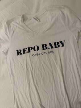 Bella Canvas White Short Sleeve Tee with Black "REPO BABY" Print
